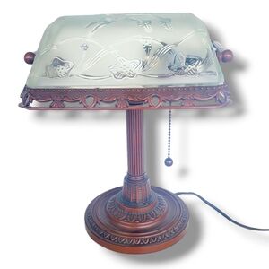 Vintage Bankers Desk Piano Lamp Frosted Glass Shade High Quality Mid Century